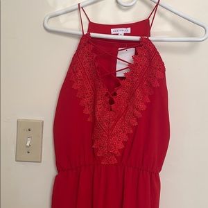 Red maxi dress with front slit
